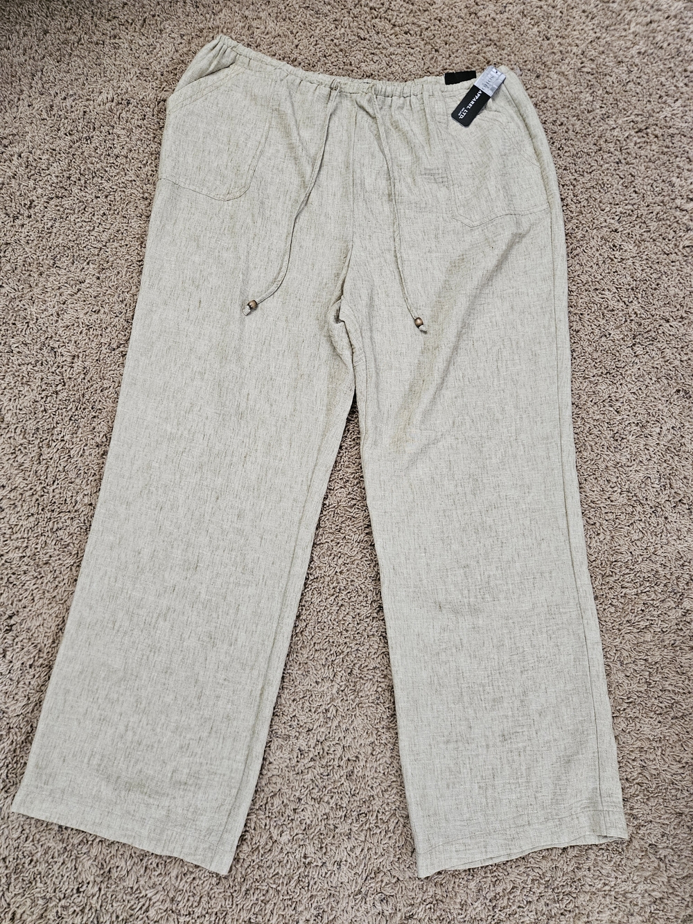 Soho Wide Leg Drawstring Pants in Light Beige